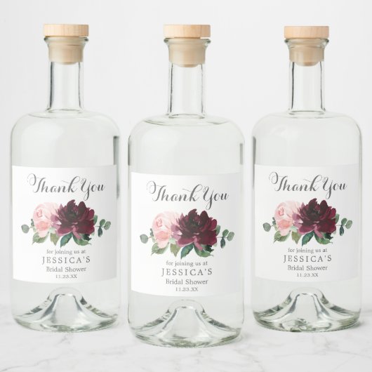 Blush Burgundy Weinflaschen Etikett (Flaschen)