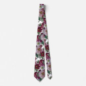 Blush Burgundy White Floral Wedding Krawatte (Vorderseite)