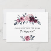 Blush Burgundy Will You Be My Bridesmaid Einladung (Vorderseite)