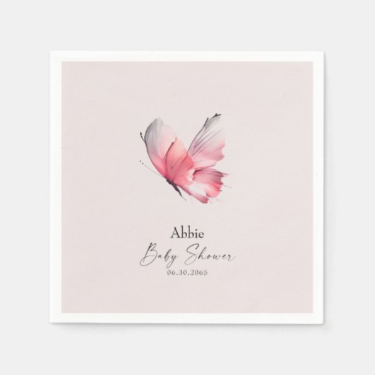 Blush Butterfly Baby Dusche Serviette (Vorderseite)