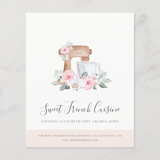 Blush Cake Mixer Blumengebäck Kochklasse Flyer (Hinten)