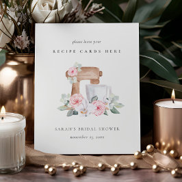 Blush Cake Mixer Blumenrezeptkarte Brautparty Sockelschild