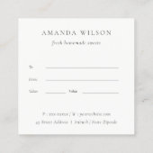 Blush Cake Mixer Catering Blumengeschenkgutschein Quadratische Visitenkarte (Rückseite)