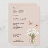 Blush Calla Lilly Floral Butterfells Brautparty Einladung (Vorne/Hinten)