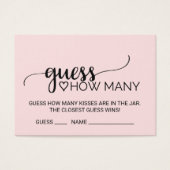 Blush Calligraphy Guess Wie viele Kisses Game Card (Vorderseite)