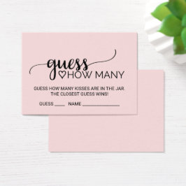 Blush Calligraphy Guess Wie viele Kisses Game Card