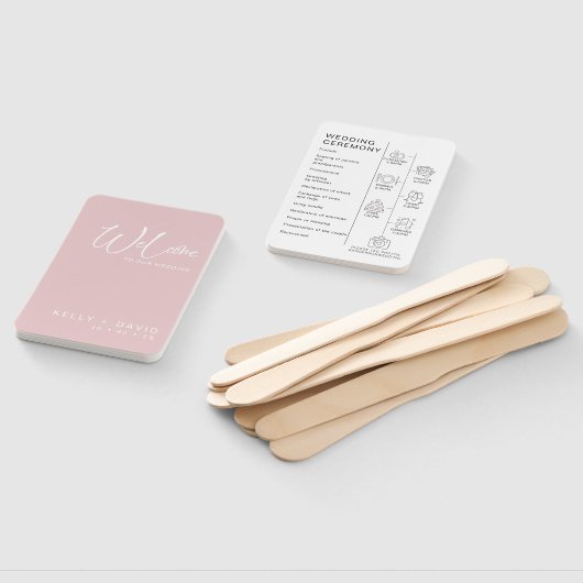 Blush Calligraphy Pktogrammen Hochzeitsprogramm Fächer (Non-assembled)