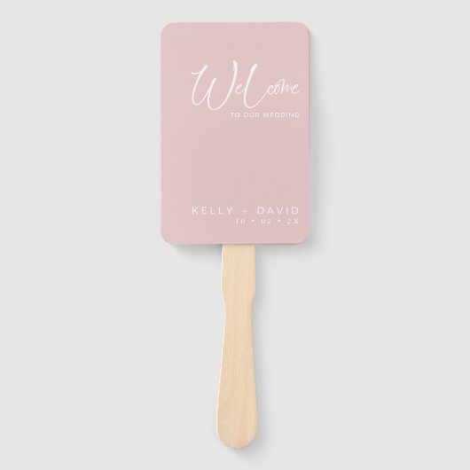 Blush Calligraphy Pktogrammen Hochzeitsprogramm Fächer (Vorderseite)