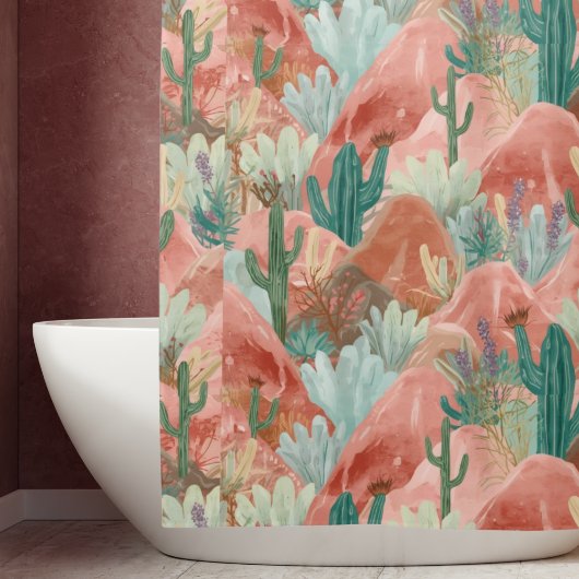 Blush Canyon Desert Bloom Aquarell Duschvorhang