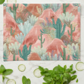 Blush Canyon Desert Bloom Aquarell-Kunst Geschirrtuch (Gefaltet)