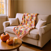Blush & Caramel Herbst Blumen Plaid  Fleecedecke