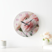 Blush Carnation Dreams Große Wanduhr (Zuhause)