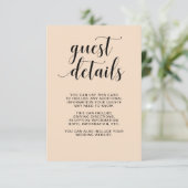 Blush Cascade | Angaben zum Hochzeitgast Begleitkarte (Stehend Vorderseite)