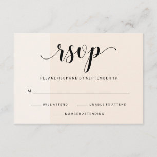 Blush Cascade Subtile Stripes Wedding RSVP Karte
