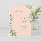 Blush Cascading Greenerity Wedding Beide Eltern In Einladung (Stehend Vorderseite)