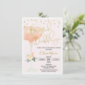 Blush Champagne Brunch Bubbly Brautparty Einladung (Stehend Vorderseite)