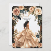 Blush Champagne Ivory Floral Princess Quinceanera  Einladung (Rückseite)