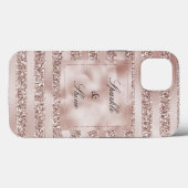 Blush Champagne Pink Glitzer Glam Streifen Case-Mate iPhone Hülle (Rückseite (Horizontal))