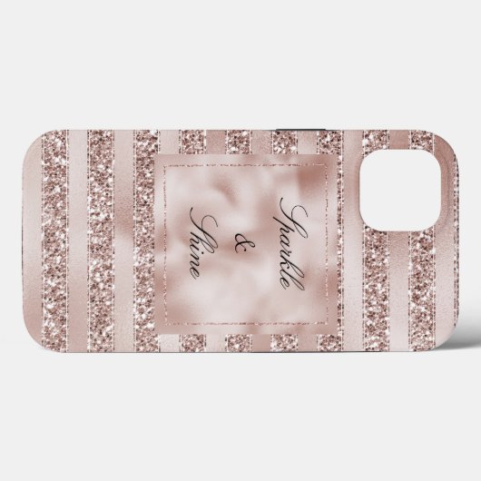 Blush Champagne Pink Glitzer Glam Streifen Case-Mate iPhone Hülle (Rückseite (Horizontal))