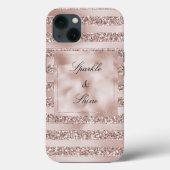 Blush Champagne Pink Glitzer Glam Streifen Case-Mate iPhone Hülle (Rückseite)