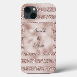 Blush Champagne Pink Glitzer Glam Streifen Case-Mate iPhone Hülle