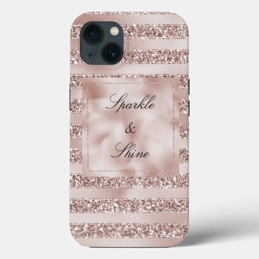 Blush Champagne Pink Glitzer Glam Streifen Case-Mate iPhone Hülle (Rückseite)
