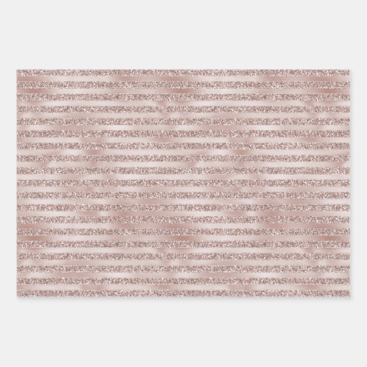 Blush Champagne Pink Glitzer Glam Streifen       Geschenkpapier Set (Vorderseite 2)