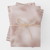 Blush Champagne Pink Glitzer Glam Streifen       Geschenkpapier Set (Beispiel)
