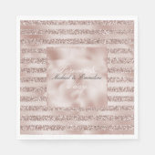 Blush Champagne Pink Glitzer Glam Streifen Serviette (Vorderseite)