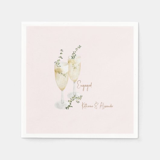 Blush Champagne Toast Engagement Party Serviette (Vorderseite)