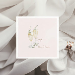 Blush Champagne Toast Engagement Party Serviette
