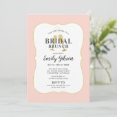 Blush Champagne Toast mit Stripes Bridal Brunch Einladung (Stehend Vorderseite)