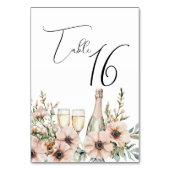 Blush Champagne & Wildblume Aquarell Tischnummer (Rückseite)