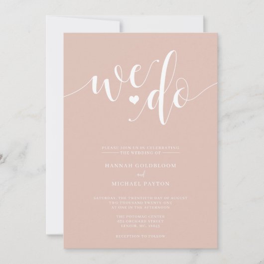 Blush Champagne Wir machen Hochzeitseinladung Einladung (Vorderseite)