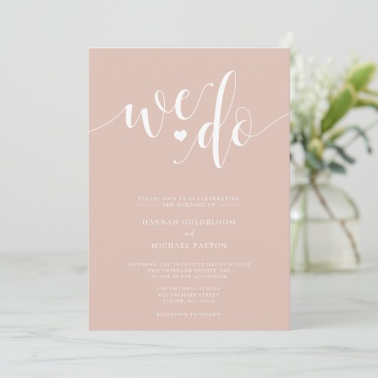 Blush Champagne Wir machen Hochzeitseinladung Einladung (Stehend Vorderseite)