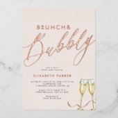 Blush Champagner Modernes Brautparty Rose Gold Folieneinladung (Vorderseite)