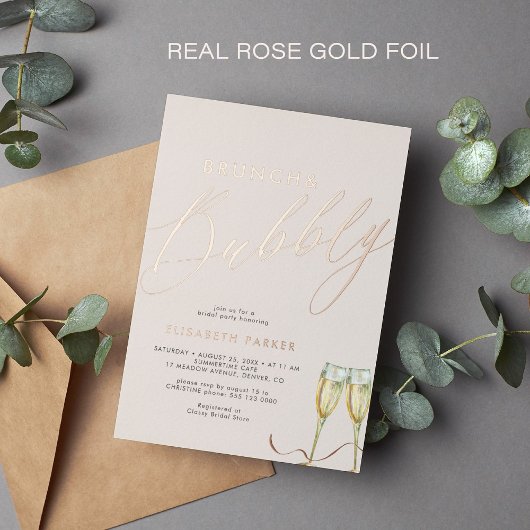 Blush Champagner Modernes Brautparty Rose Gold Folieneinladung