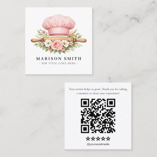 Blush Chef Backgrund Essentials Quadratische Visitenkarte (Vorne/Hinten)