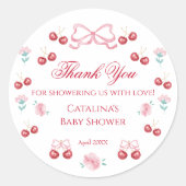 Blush Cherry Baby Dusche Danke Sticker (Vorderseite)