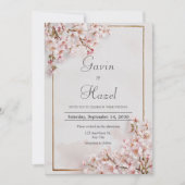 Blush Cherry Blossom Romantische Hochzeit Einladung (Vorderseite)