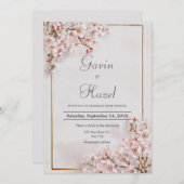 Blush Cherry Blossom Romantische Hochzeit Einladung (Vorne/Hinten)