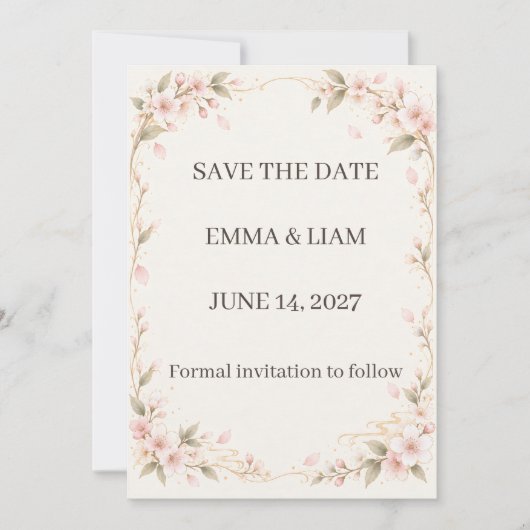 Blush Cherry Blossom Save the Date (Vorderseite)