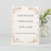 Blush Cherry Blossom Save the Date (Stehend Vorderseite)