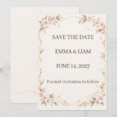 Blush Cherry Blossom Save the Date (Vorne/Hinten)