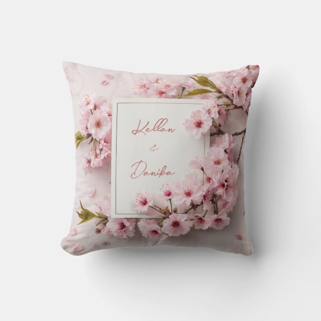 Blush Cherry Blossom Wedding Kissen (Vorderseite)