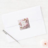 Blush Cherry Blossom Wedding Quadratischer Aufkleber (Umschlag)