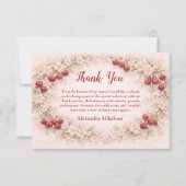 Blush Cherry Botanical Party 1st Birthday Dankeskarte (Vorderseite)