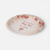 Blush Cherry Botanical Party 1st Birthday Pappteller (Schrägansicht)