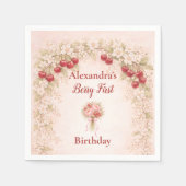 Blush Cherry Botanical Party 1st Birthday Serviette (Vorderseite)