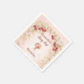 Blush Cherry Botanical Party 1st Birthday Serviette (Ecke)